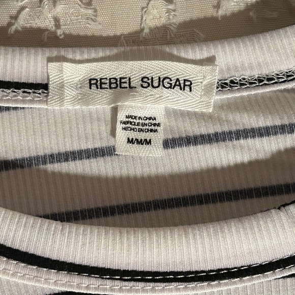 Rebel Sugar Medium White & Black Striped Long Sleeve - Picture 3 of 5
